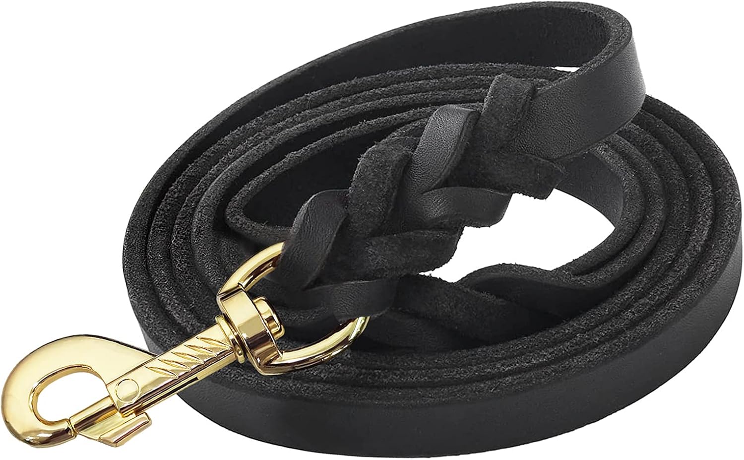 Leather Dog Leash, 5ft/6ft/8ft Braided Leather Leash for Dogs, Heavy Duty Dog Leashes with
