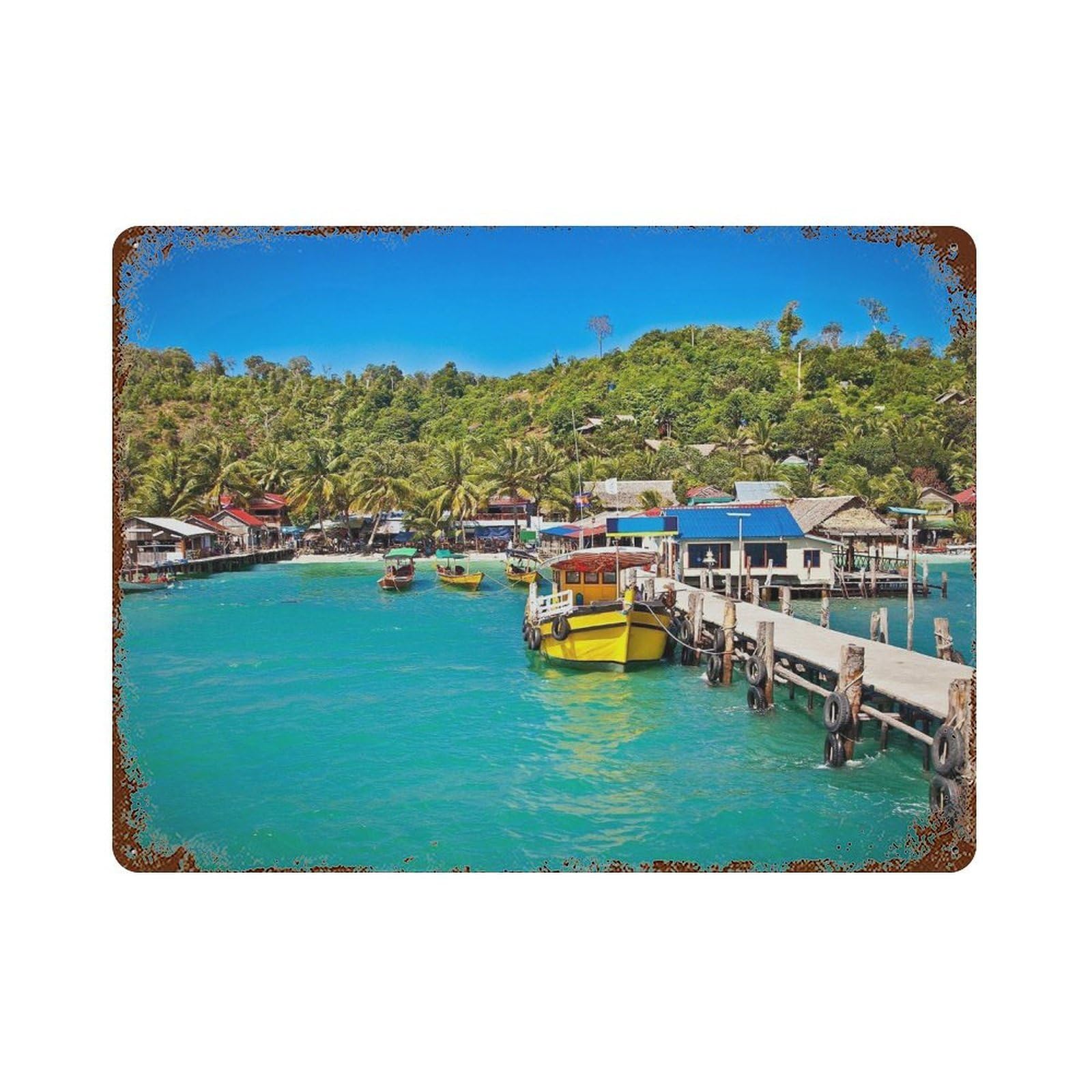 xiaoxiaoshen Real Photo Cambodia Decor Asia Wall Decor Art Metal Tin Poster Modern Home Decor Art Home Bar Shop Decorations Vintage Sign 30x40cm