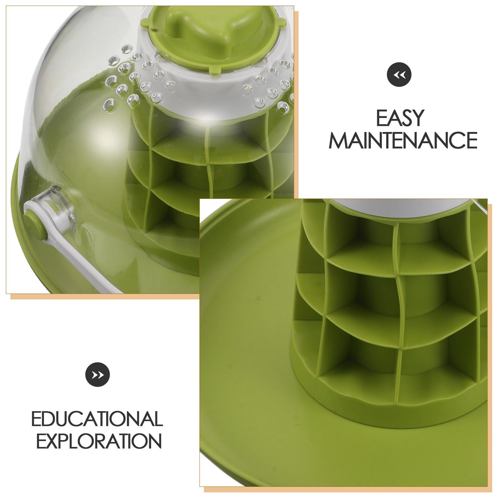 Ciieeo Terrario Osservazione Lumache Trasparente ABS Rettangolare 20 Cm | Base Removibile, Aperture Accessibili e Fondo Solido, Fori di Ventilazione per Uso Scolastico e Gite in Famiglia