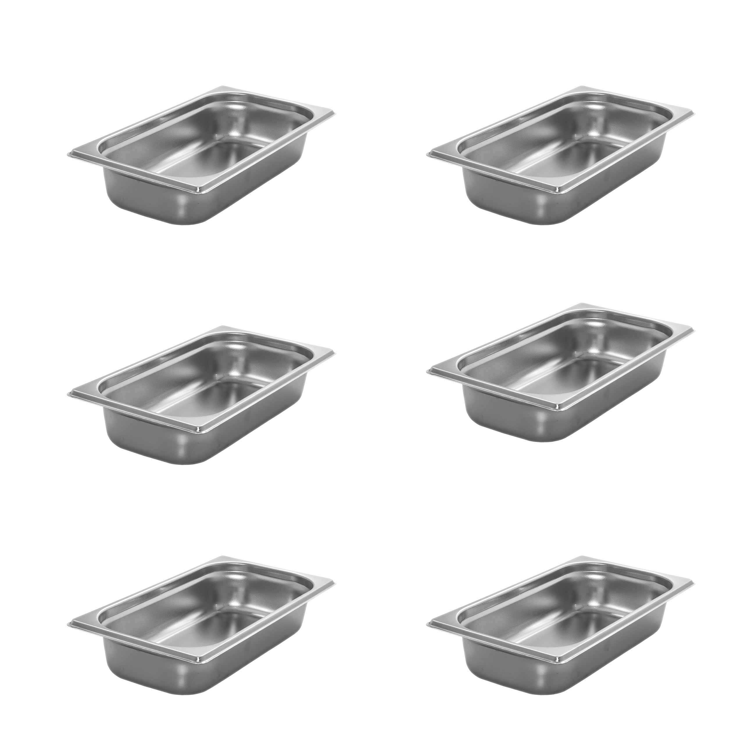 6 Stück GN 1/3 Gastronormbehälter GN-Behälter Gastronorm Edelstahl 2,5 Liter Tiefe 65mm