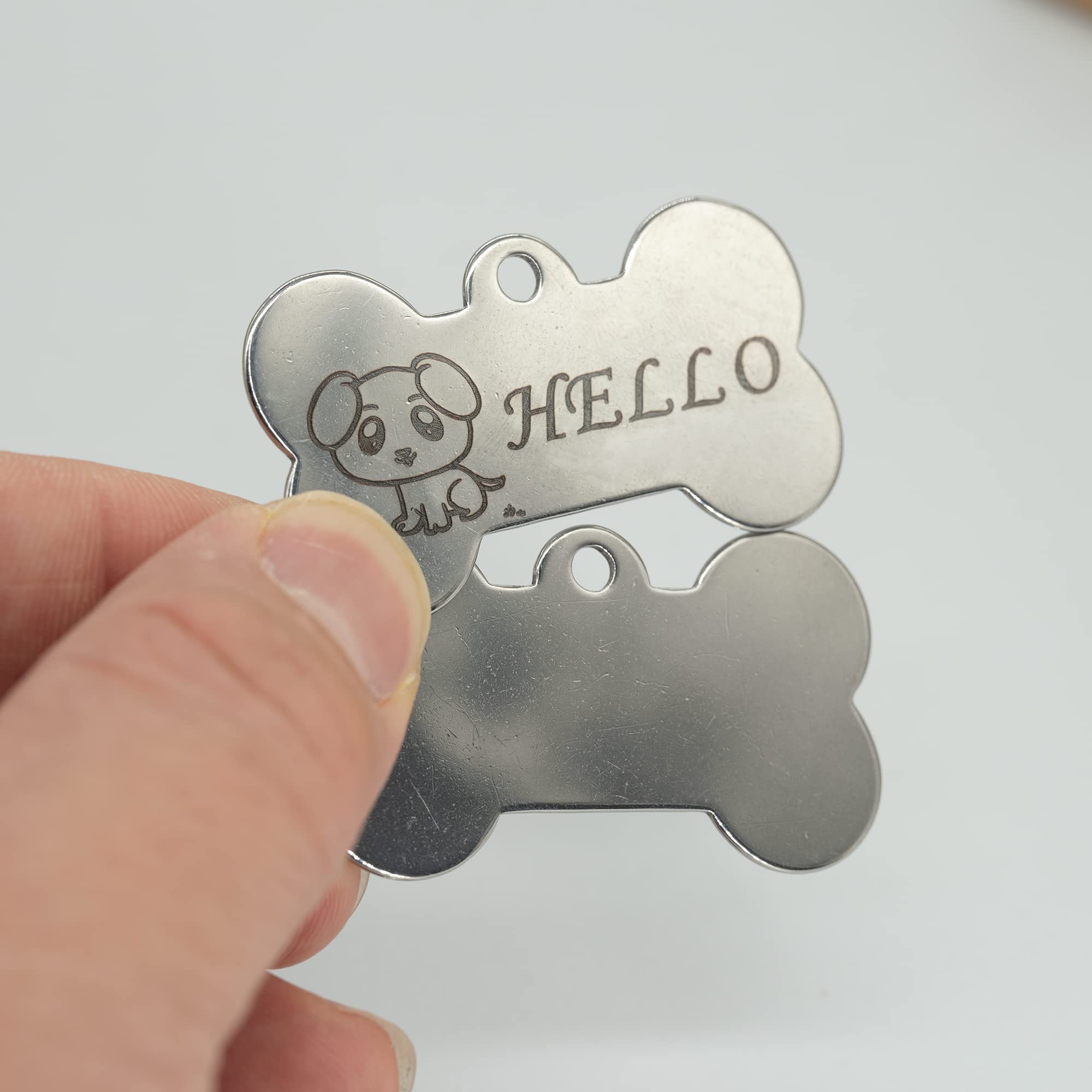 Targhette per Cani a Forma di Osso, Acciaio Inox 304, 50 x 28 mm, Confezione da 25