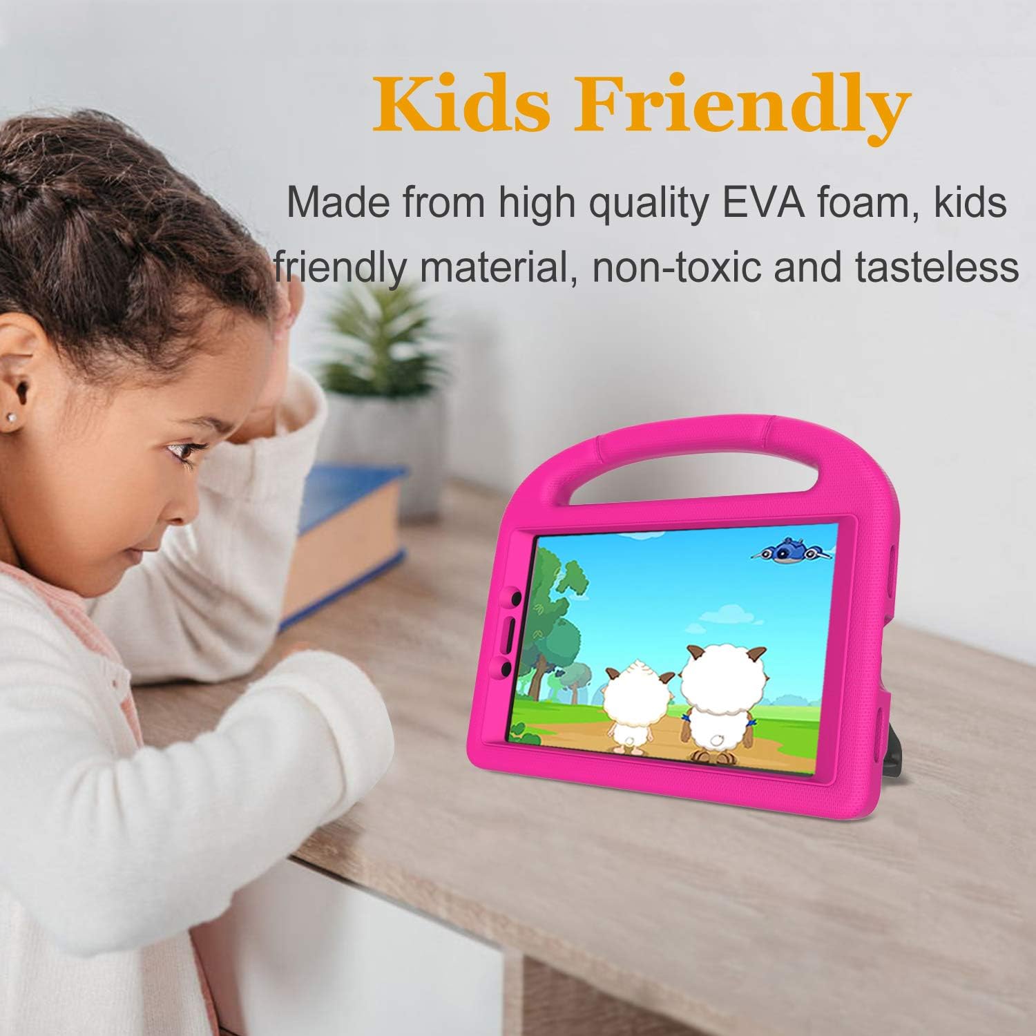 LEDNICEKER Kids Case for Samsung Galaxy Tab A 2019 8.0 Inch SM-T290 / T295, Built-in Screen Protector Shockproof Handle Friendly Stand Kids Case for Galaxy Tab A 8.0 2019 Without S Pen Version - Rose