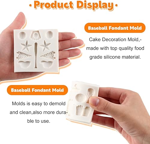 Miniatura 3 de RFGHAC Moldes deportivos de silicona para fondant, para guantes de sóftbol, para fondant, para fútbol, baloncesto, béisbol, rugby, chocolate, para