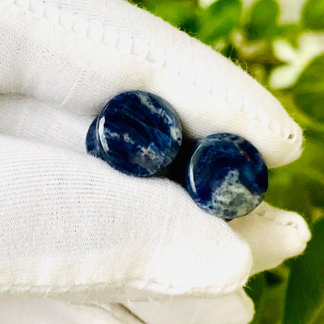 Natural Sodalite Gemstone Double Flared Ear Plugs – Handcrafted Stone Gauges, Organic Body Piercing Jewelry for Stretched Ears