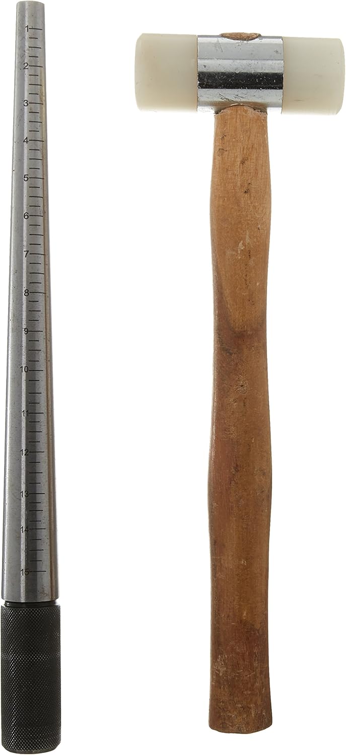 Jeweler's Combination Hard Chrome Ring Mandrel and Dual Headed Nylon Hammer
