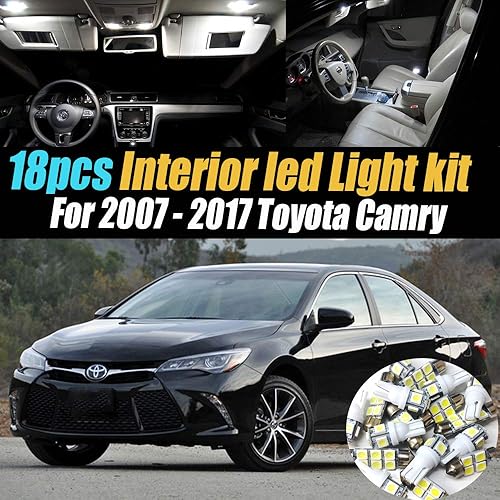 Paquete de 18 bombillas LED para interiores de 6000 K súper blancas compatibles con Toyota Camry 2007-2017