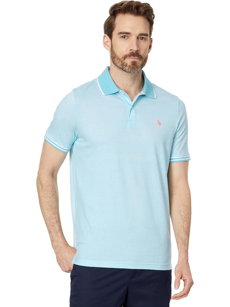 U.S. Boutons polo ASSN. All Over Print Jersey Textured Collar Short Sleeve Boutons polo Shirt