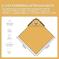 Vista 6 de MICHLEY Toalla de baño con capucha de viscosa de bambú para niños y niñas, 29.5 x 29.5 pulgadas, ultra suave y de secado rápido, bata de baño