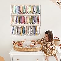 Vista 5 de POVETIRE Organizador de diademas y lazos para el pelo de niñas, organizador de accesorios para el cabello, organizador de lazos colgantes