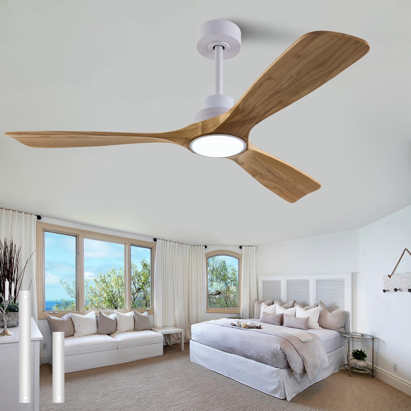 QUTWOB 52 Inch Wood Ceiling Fan with Light