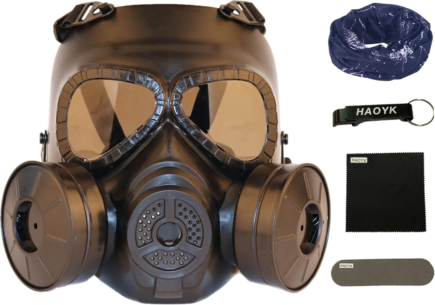 Paintball Mask, Tactical Full Face Dummy Gas Style Mask Skull CS Mask with Double Turbo Fan For Cosplay Halloween Wargame Masquerade