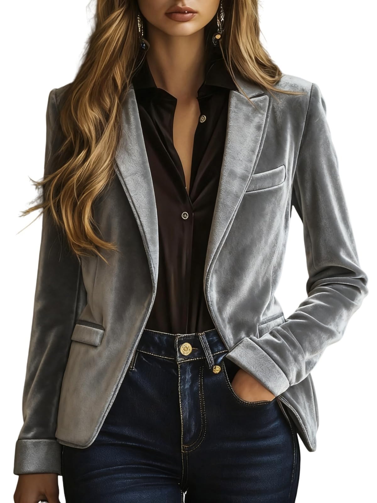 Elegant Womens Velvet Suit Blazer Work Office Jacket Casual Business Blazers Warm Slim Fit Jacket