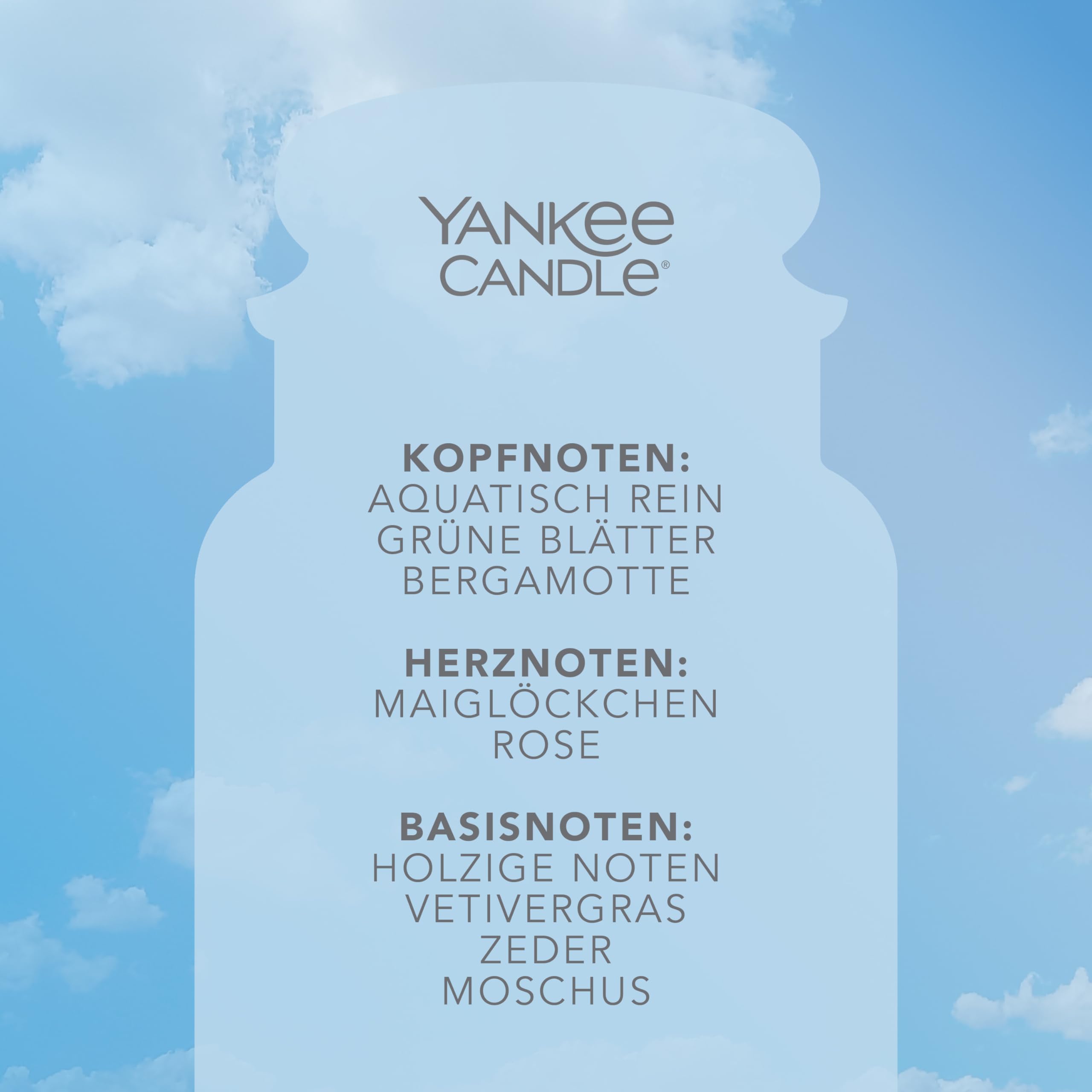 Yankee Candle Duftkerze im Glas (groß) | Clean Cotton | Kerze mit langer Brenndauer bis zu 150 Stunden