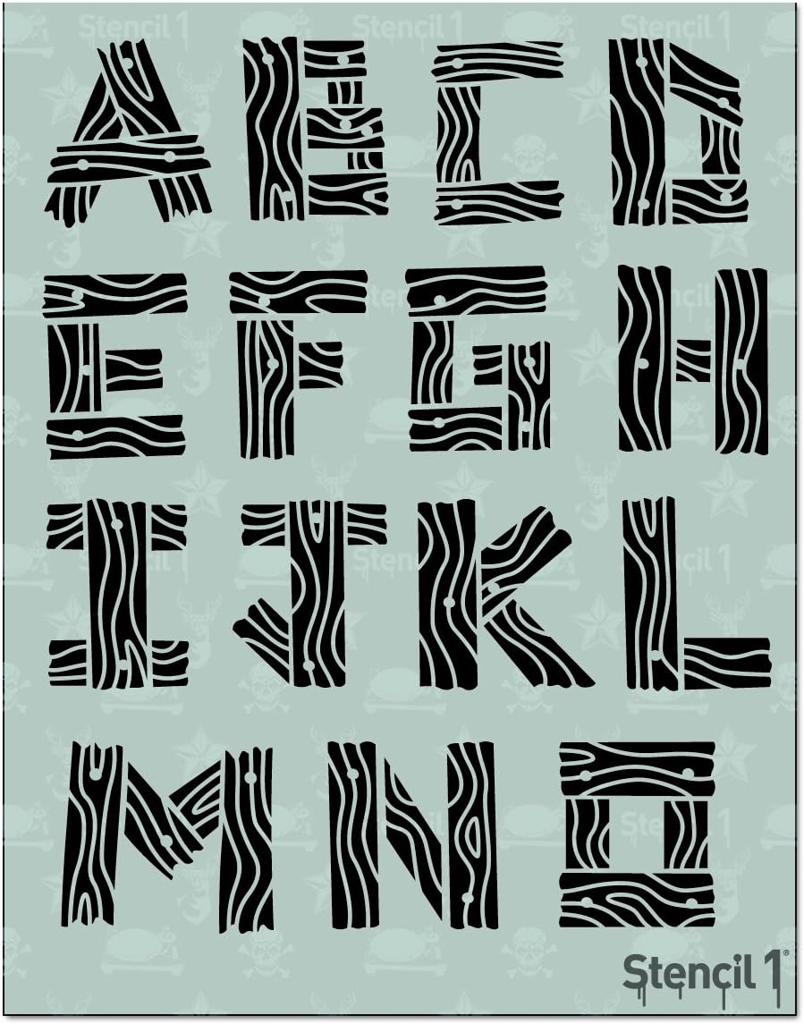 Wood Font Stencil 2" Letters - Reusable Stencils for Drawing Painting - Lettering Stencil Text Decorating Items and Decor on Walls Fabric & Furniture Art Craft