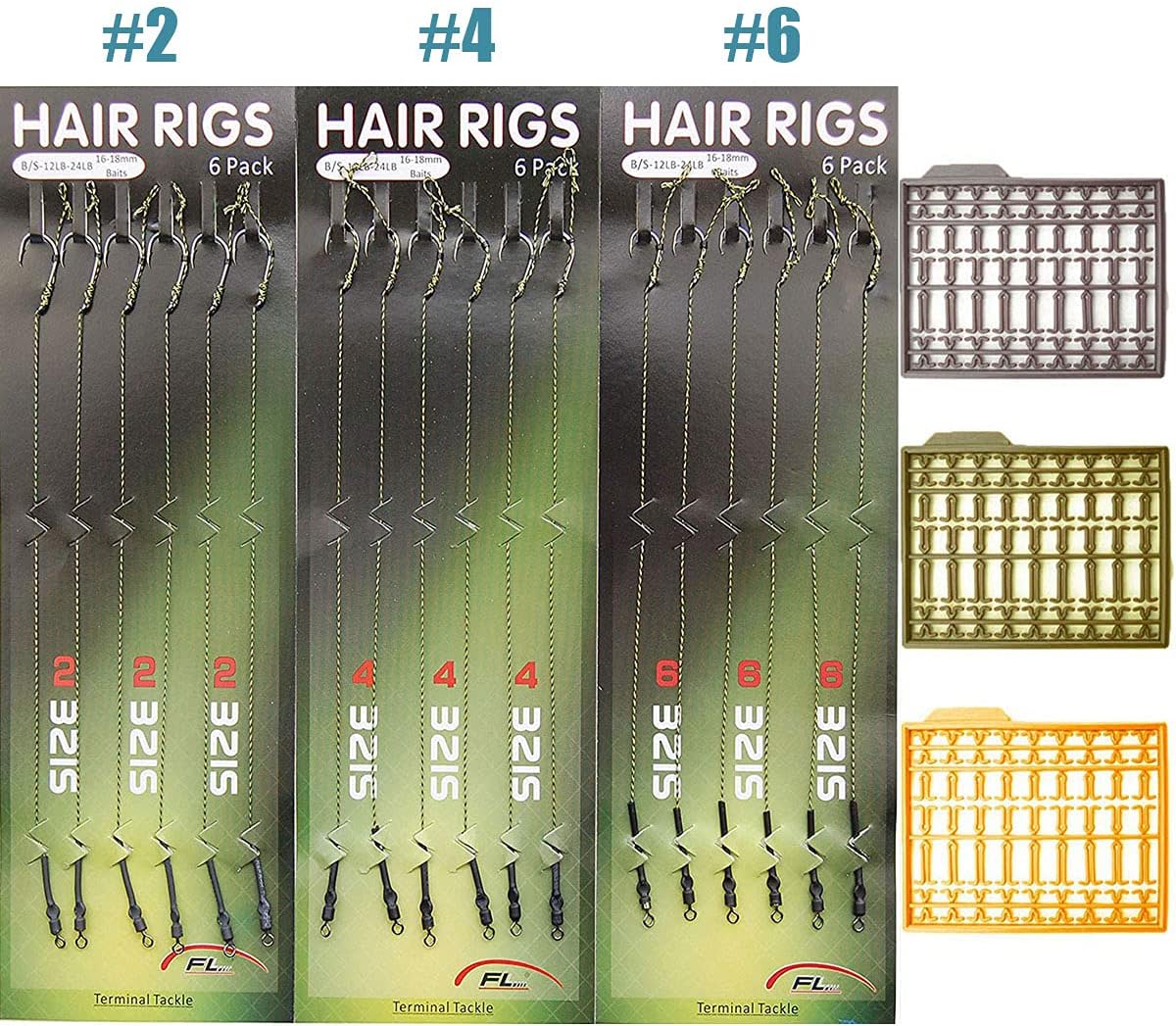 Carp Fishing Hair Rigs, 18pcs Barbed Carp Hook Anti-Tangle Swivel Braided Thread Line Fishing Carp Hair Rig with 3 Card Boilie Bait Stops : Sports & Outdoors