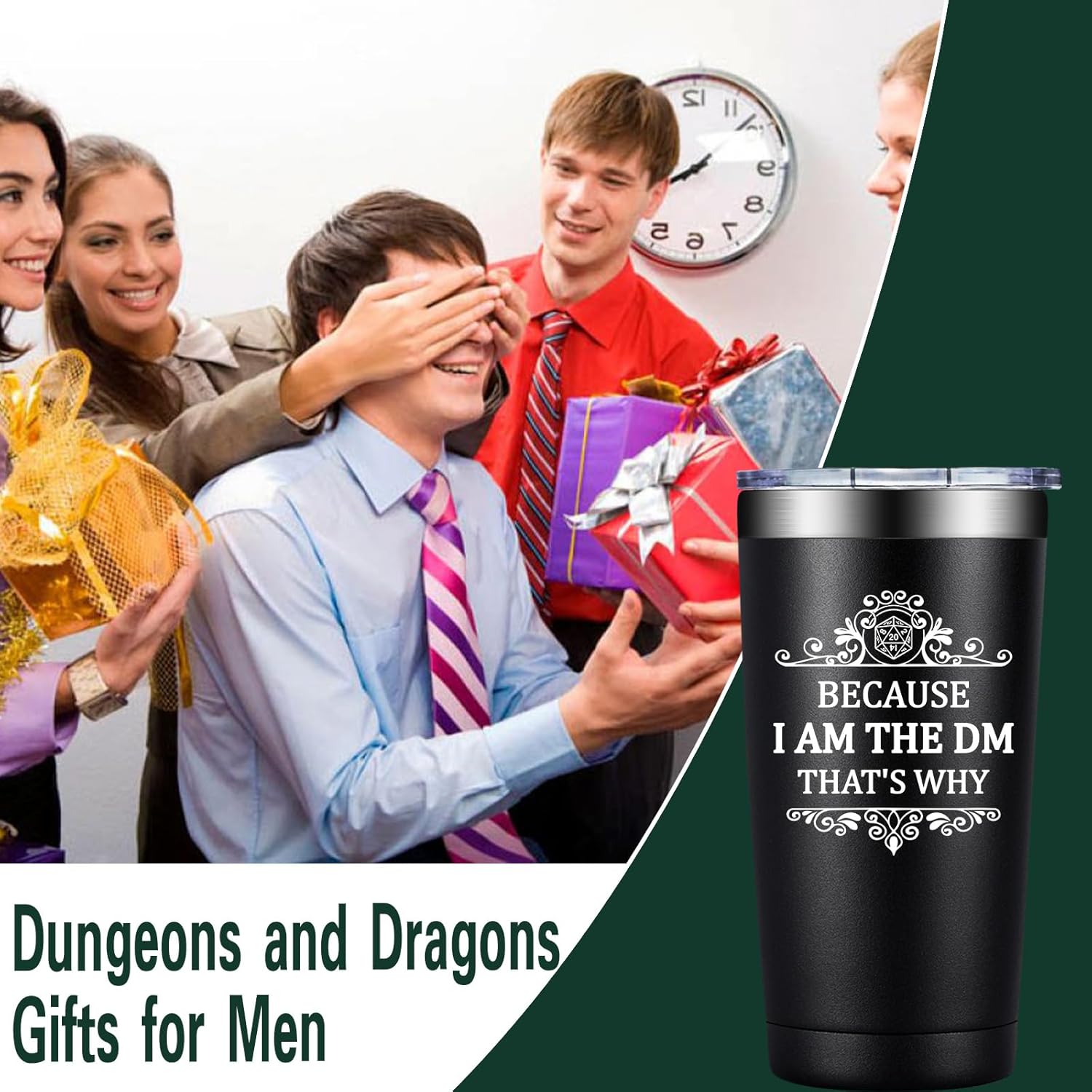 Grifarny Dungeons and Dragons Gifts for Men, Women - Great Gift for DnD Lovers - Dungeon Master Gifts - D&D Lovers Gamer Gift - Because I'm the DM Tumbler 20 oz - Image 3