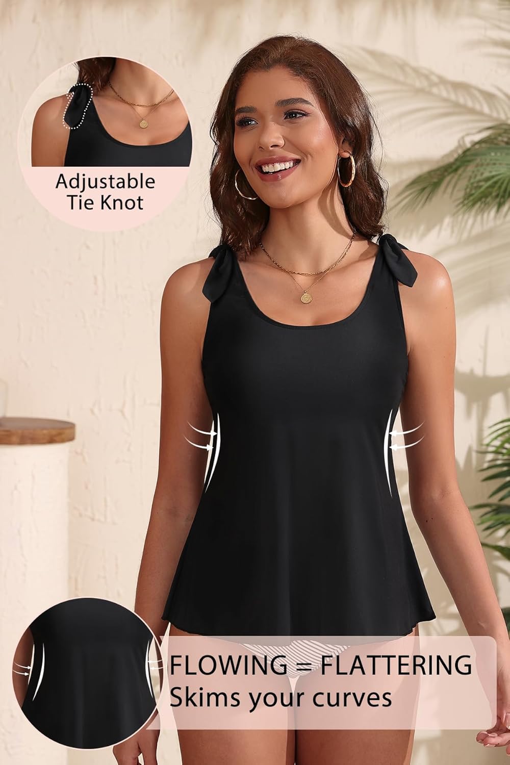 Women's Flowy Tankini Top Only- Modest Swimsuit Top Tie Knot Bathing Suit No Bottom 2025 - Image 5