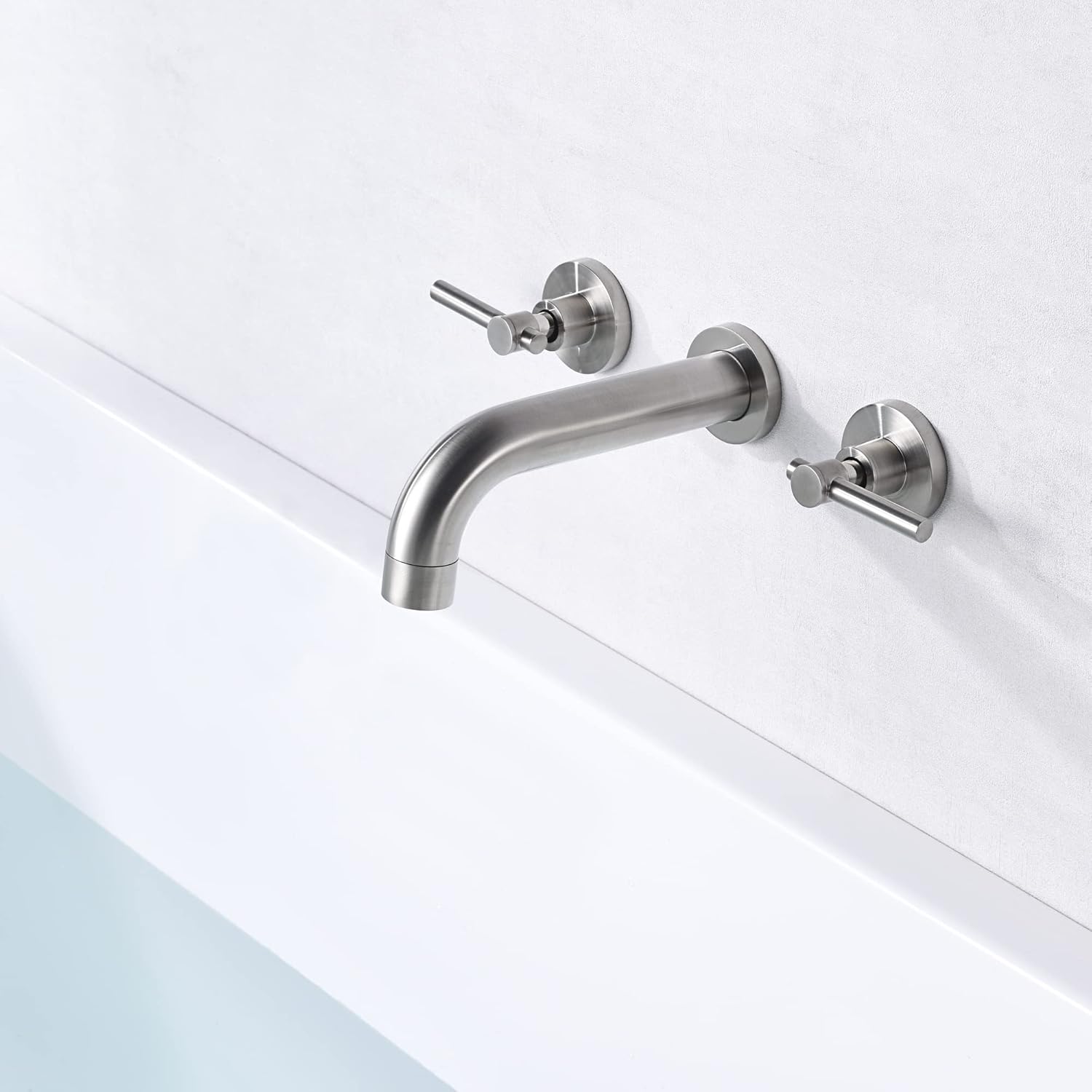SUMERAIN Wall Mount Tub Faucet Brushed Nickel 3 Hole Bathtub Filler Faucet with Rough in Valve