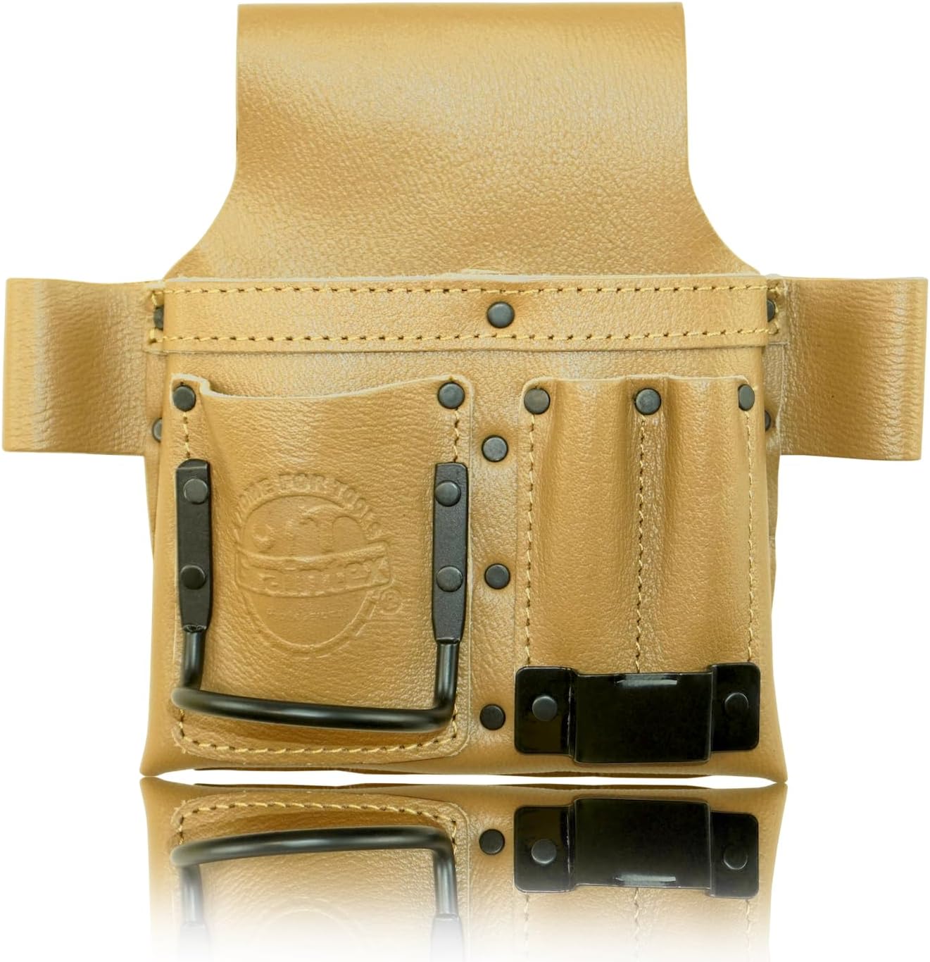 Graintex Multi Tool Pouch, Top Grain Leather, Small Leather Pouch, Hammer Holder, Steel Tape Measure Clip, Multipurpose Tool Belt, Ideal for Carpenters, Framers, Contractors
