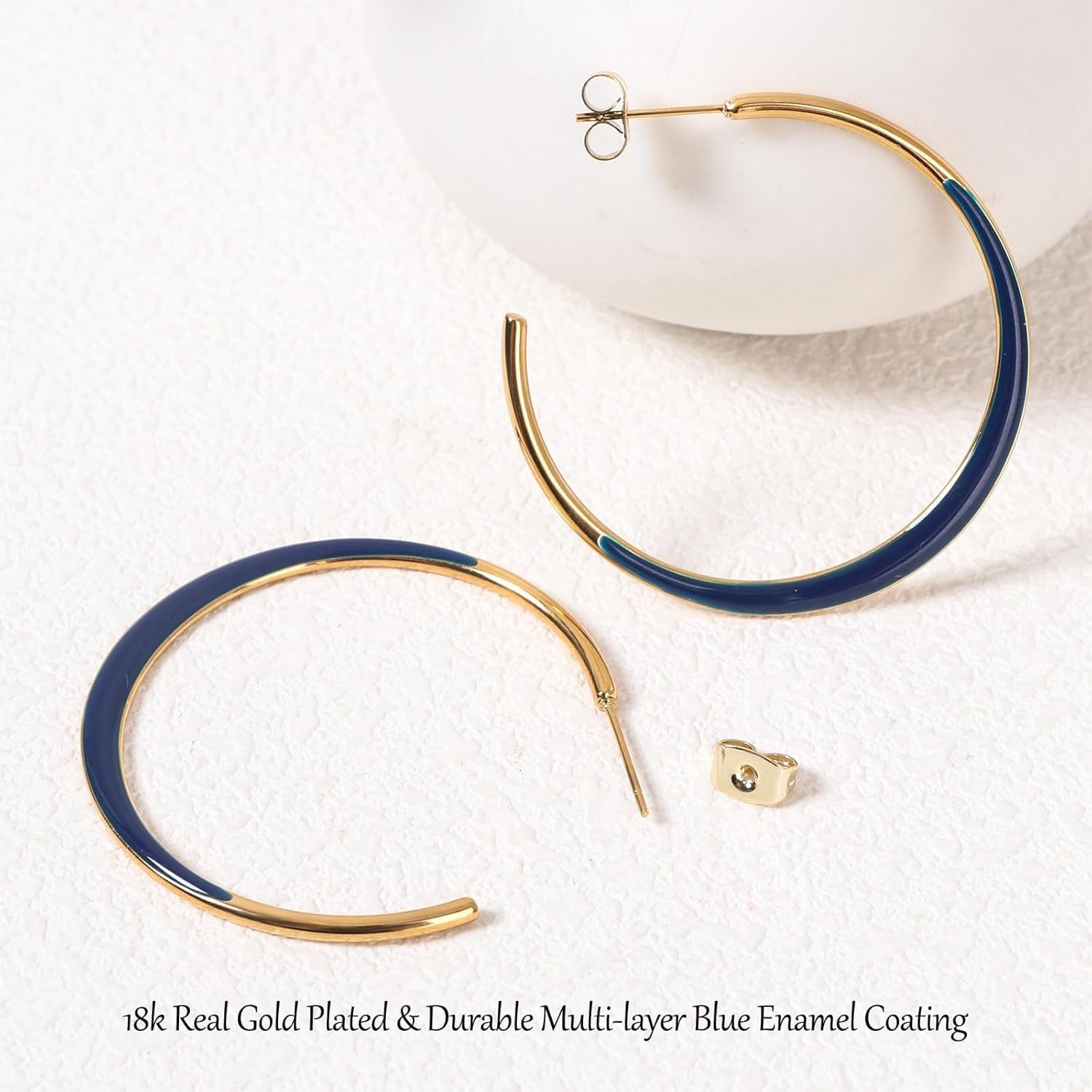 Enamel Hoop Earrings for Women 18K Real Gold Plated Hypoallergenic C-Shaped Earring Colorful Enamel Jewelry Valentine's Day Gift for Wife Girlfriend - Image 4