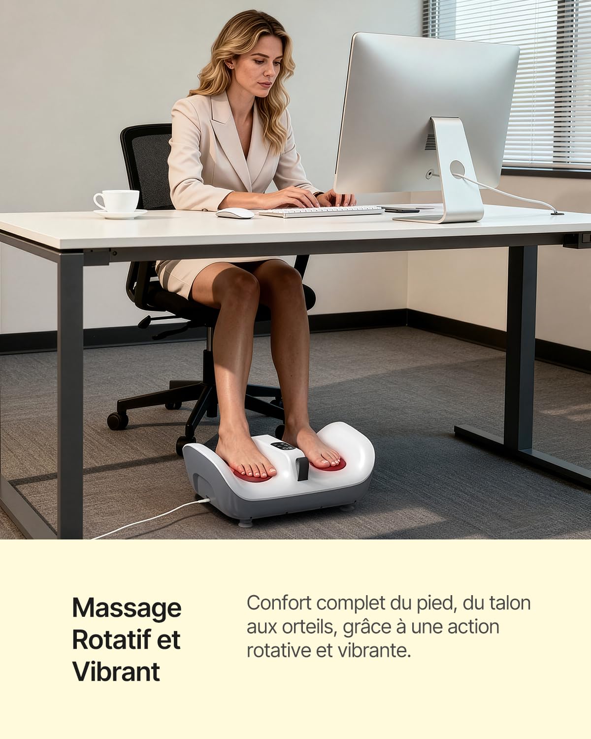 TheNeat Massage Pieds avec Chaleur, Vibration, Shiatsu des Pieds et Mollets, Massage par Pétrissage, Masseur Pied pour la Maison, le Bureau et Comme Cadeau, 2 Vitesses, NeatVibe