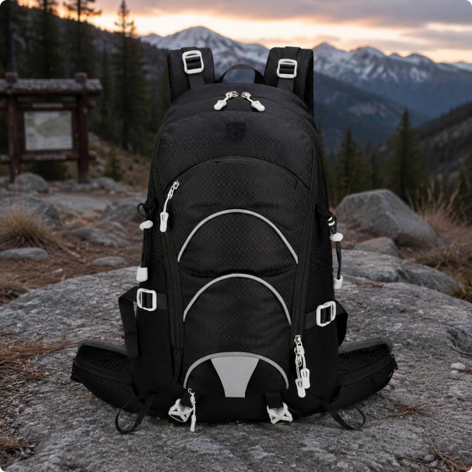 harayaa Zaino da Trekking Outdoor Zaino Escursionismo Zaino Campeggio Zaino Viaggio Zaino Daypack con Cinghie Toracica E in Vita Regolabili Multiple Pannello, Array, Grigio Scuro
