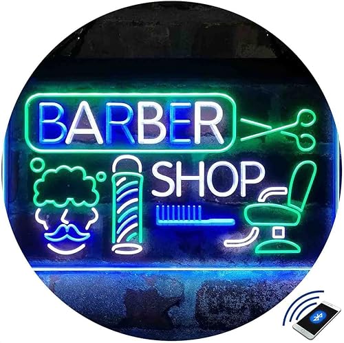 Miniatura 3 de ADVPRO Barbería barra de corte de pelo salón tricolor LED neón signo blanco y verde y azul 13 x 8.7 pulgadas st9s32-i2044-wgb