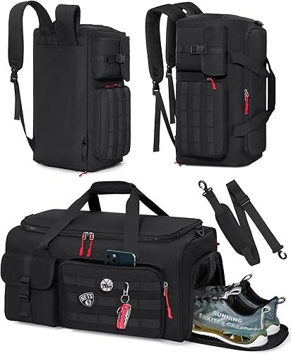 RAINSMORE Bolsa de gimnasio para hombres, bolsa de viaje deportiva de 45 litros con compartimento para zapatos y laptop, mochila de entrenamiento de