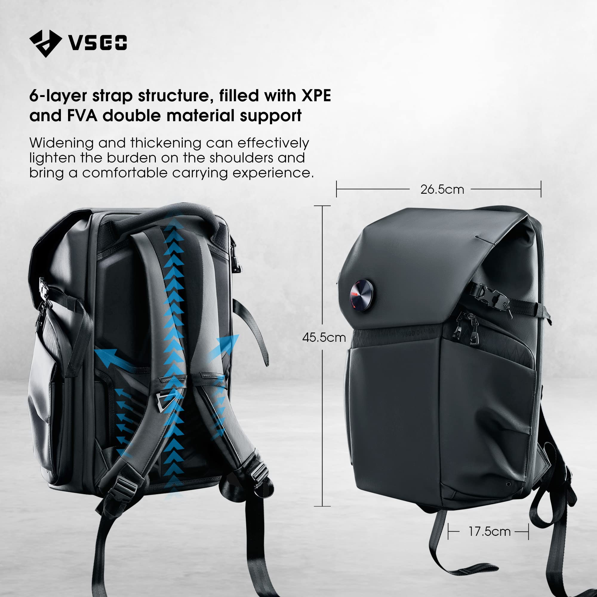 VSGO Mochila profesional para cámara DSLR/SLR de 20 l, compatible con cámaras Sony Canon, Nikon, estabilizadores DJI y portátiles de 15.6 pulgadas, accesorios de trípode de lente, etc.