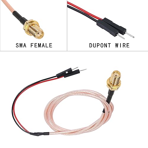 Miniatura 2 de XMSJSIY SMA hembra a Dupont cable coaxial de prueba coaxial conduce cable conector adaptador cable de extensión (rojo+negro)-1 unids