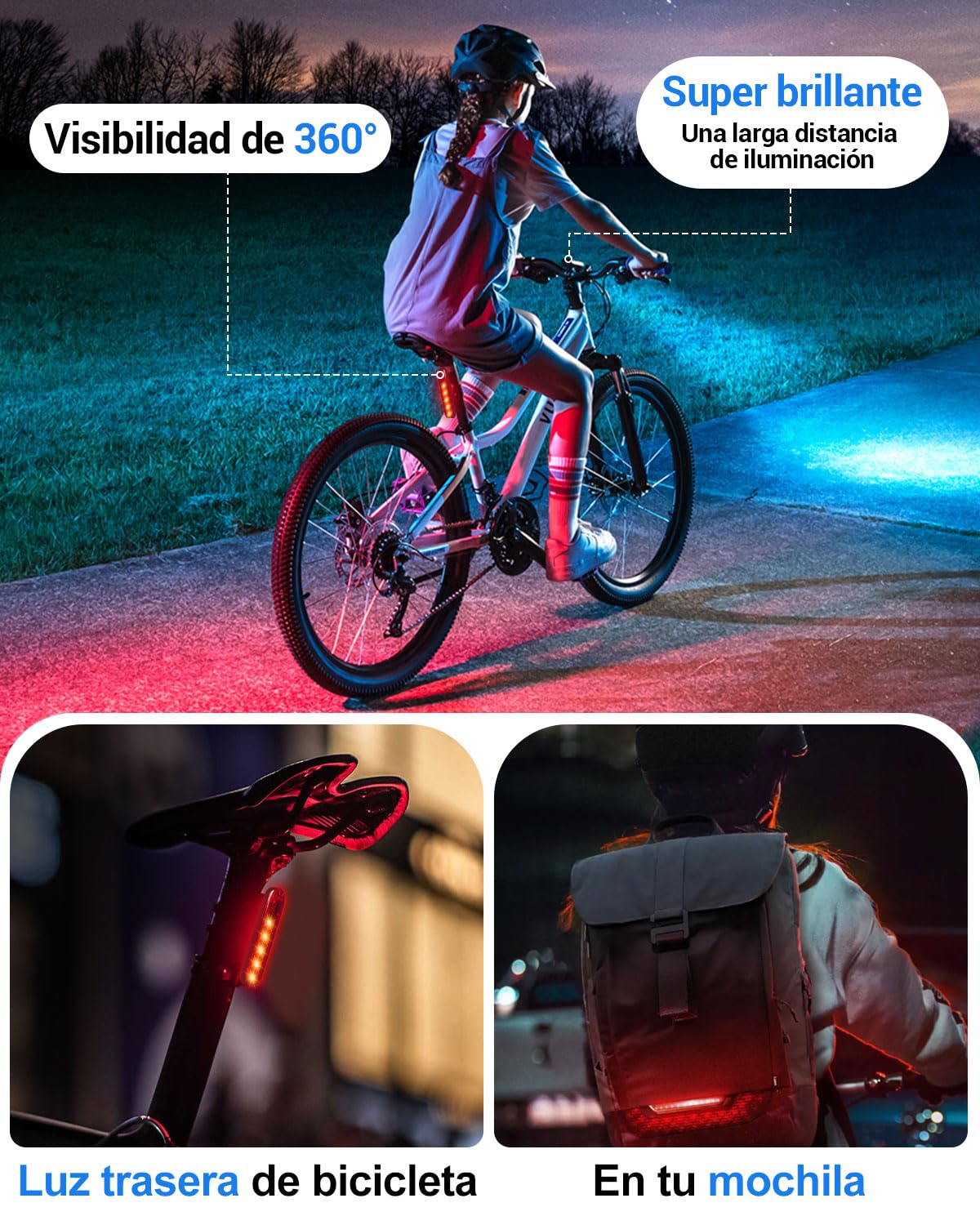 Victoper Luz Bicicleta Delantera 1500 Lumenes, 2023 Actualizado 6 + 4 Modo Luz Delantera Bicicleta Potente IPX5 Luces LED Luces Bicicleta Delantera y Trasera Impermeables USB Recargables