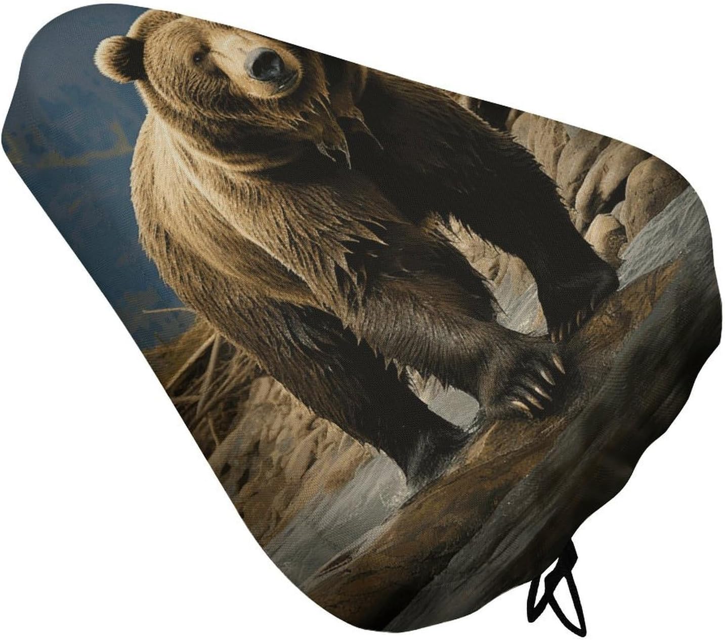 Brown Bear Bike Seat Cover Soft Waterproof Bike Saddle Rain Cover with Drawstring Rainproof Dust Resistant Bicycle Seat Cushion Protector for Outdoor Travel, Stationary Bikes
