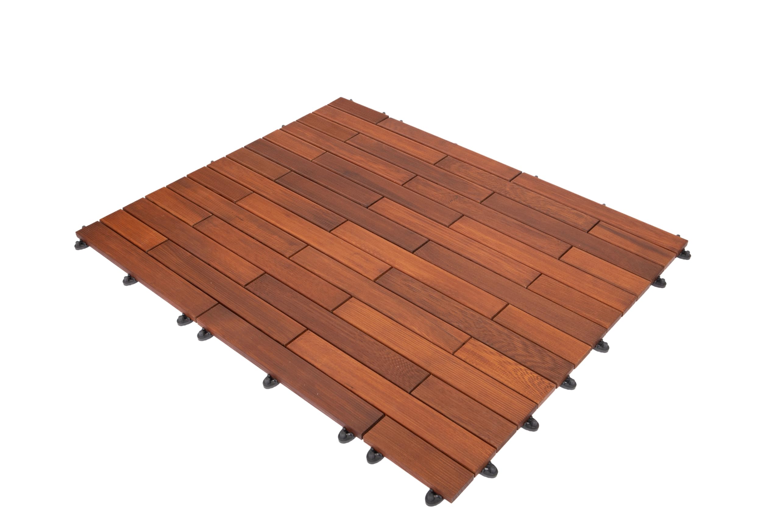 GUMI Dalles de Terrasse Dalles de Balcon Lames Clipsables en Bois Thermofrêne 1 m² – Système Modulaire pour Balcon et Terrasse | Montage sans Outils | Motif Brique | Bois Naturel