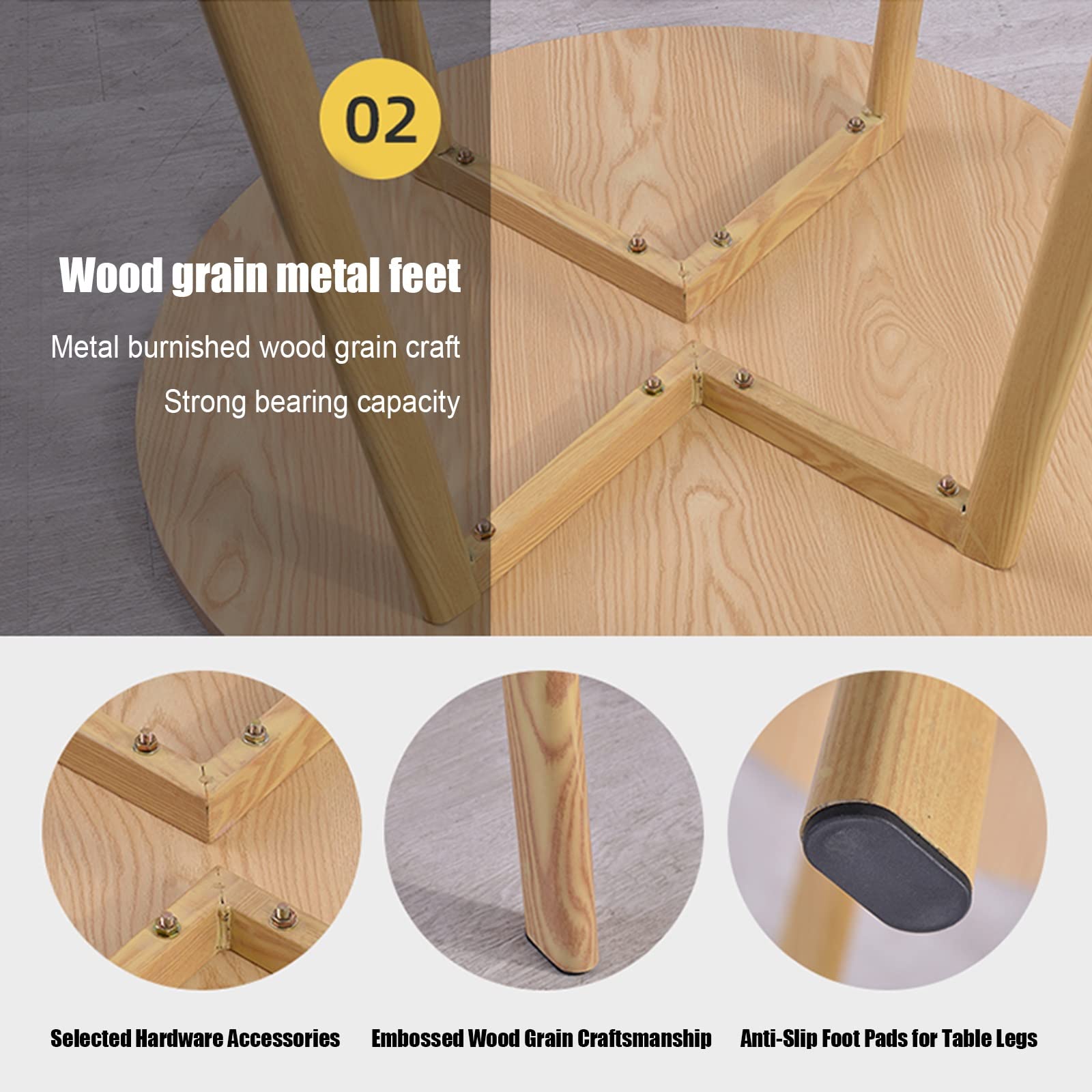 Mesa redonda Mesa de comedor Combinación de mesa y silla, 60cm Estilo sencillo Recepción de oficina Conjunto de escritorio y silla, Mesa redonda Cafetería Mesa de ocio, con 4 sillas Mesa de ocio ( Col