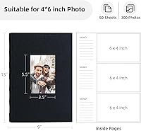 Vista 2 de Vienrose Álbum de fotos de 4 x 6 pulgadas, 300 fotos, cubierta de marco de lino con áreas de notas, libro de fotos de gran capacidad, libro de fotos