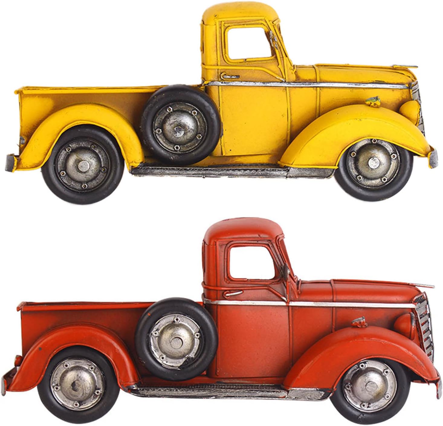 Vintage Half Truck Farmhouse Ornaments Old Metal Pickup Truck Car Model Wall Mounting Decorations Home Decor Red Yellow