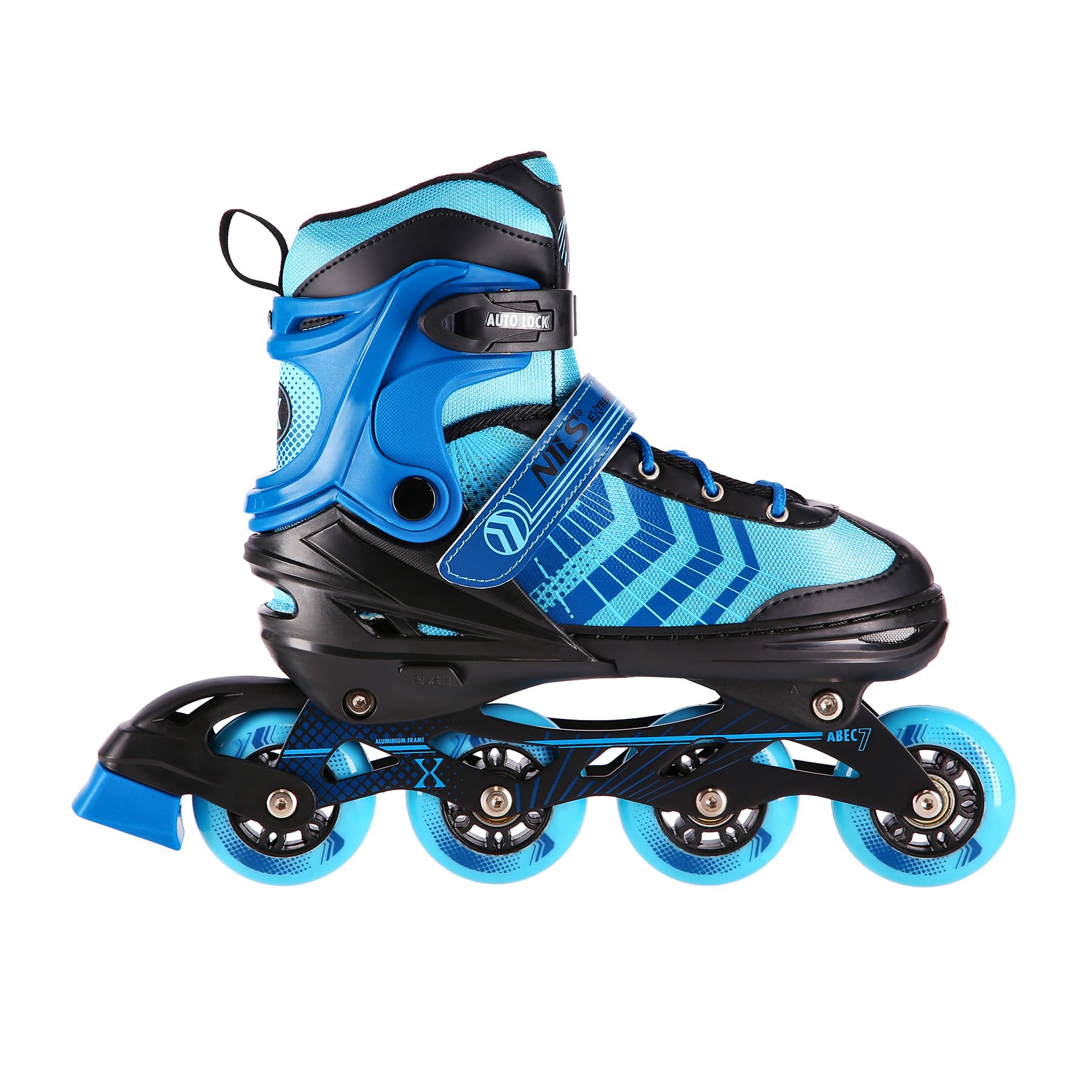 Nils Extreme Devin 4in1 Eishockeyschlitter, Farbe:Schwarz/Blau, Größe:L (39-43)