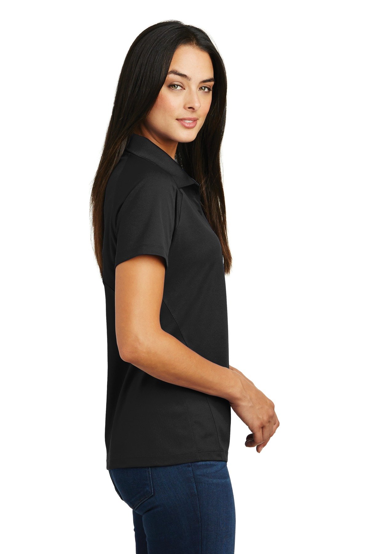 SPORT-TEK Ladies Dri-Mesh Pro Polo, Black, XX-Large