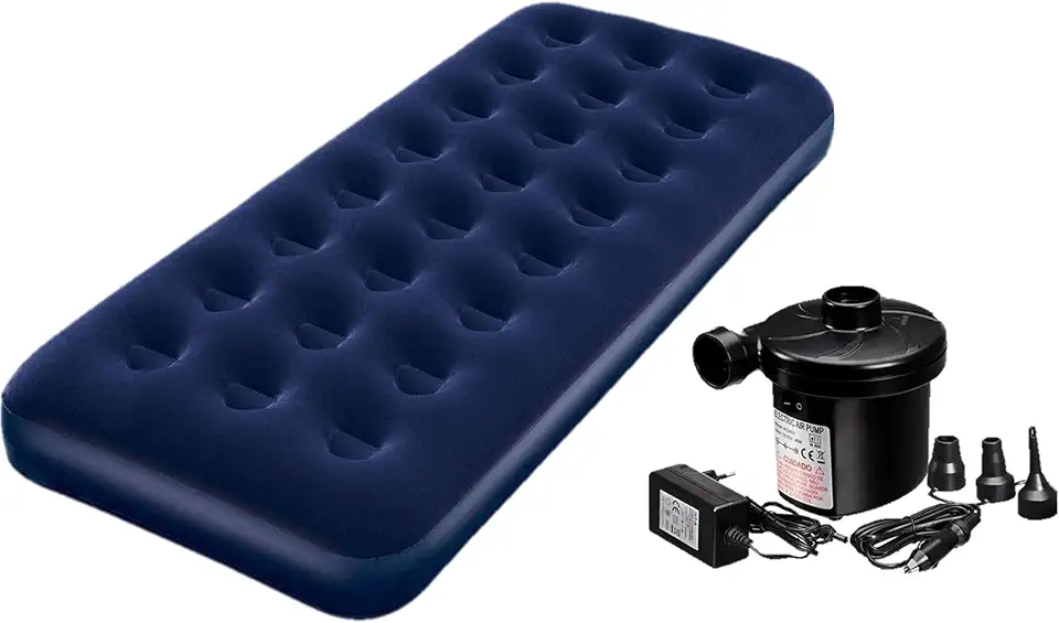 Colchão Inflável Solteiro Resistente Suporta 150 Kilos + Bomba de Ar Eletrica