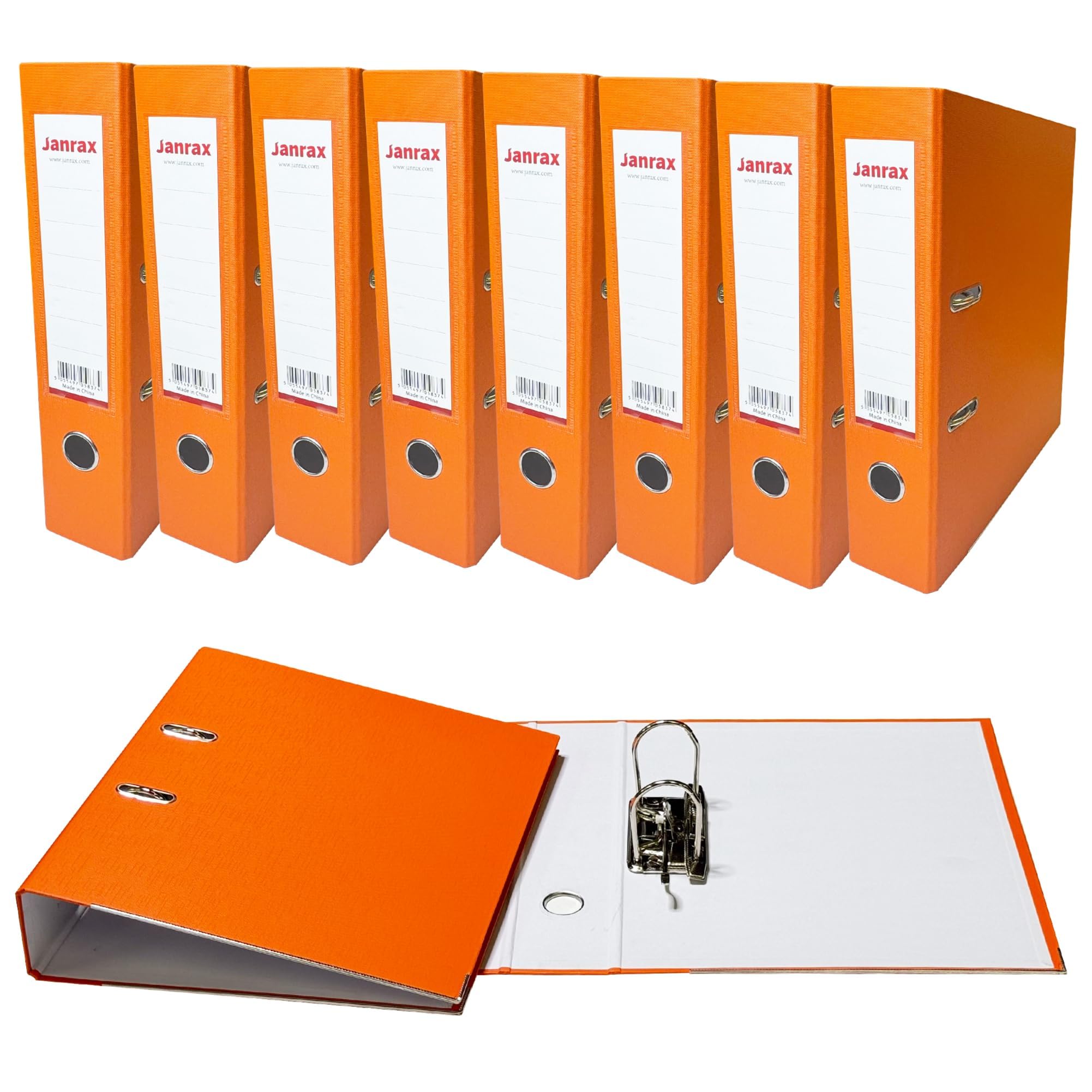 Pack of 5 A4 Paperbacked Lever Arch Files by Janrax (Orange)
