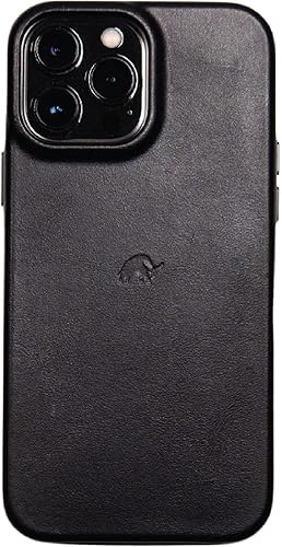 Bullstrap Funda de cuero prémium compatible con Apple iPhone 13 Pro Max y cargador MagSafe, edición negra