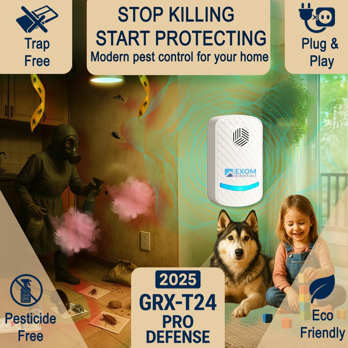 T-24, Ultrasonic Pest Repeller Wall Plug-in Most Effective Than Repellents - Get Rid of - Rodents, Squirrels, Mice, Rats, Bats, Roaches, Ants, Spiders, Bed Bugs, Мosquito (2 Pack) - Image 7