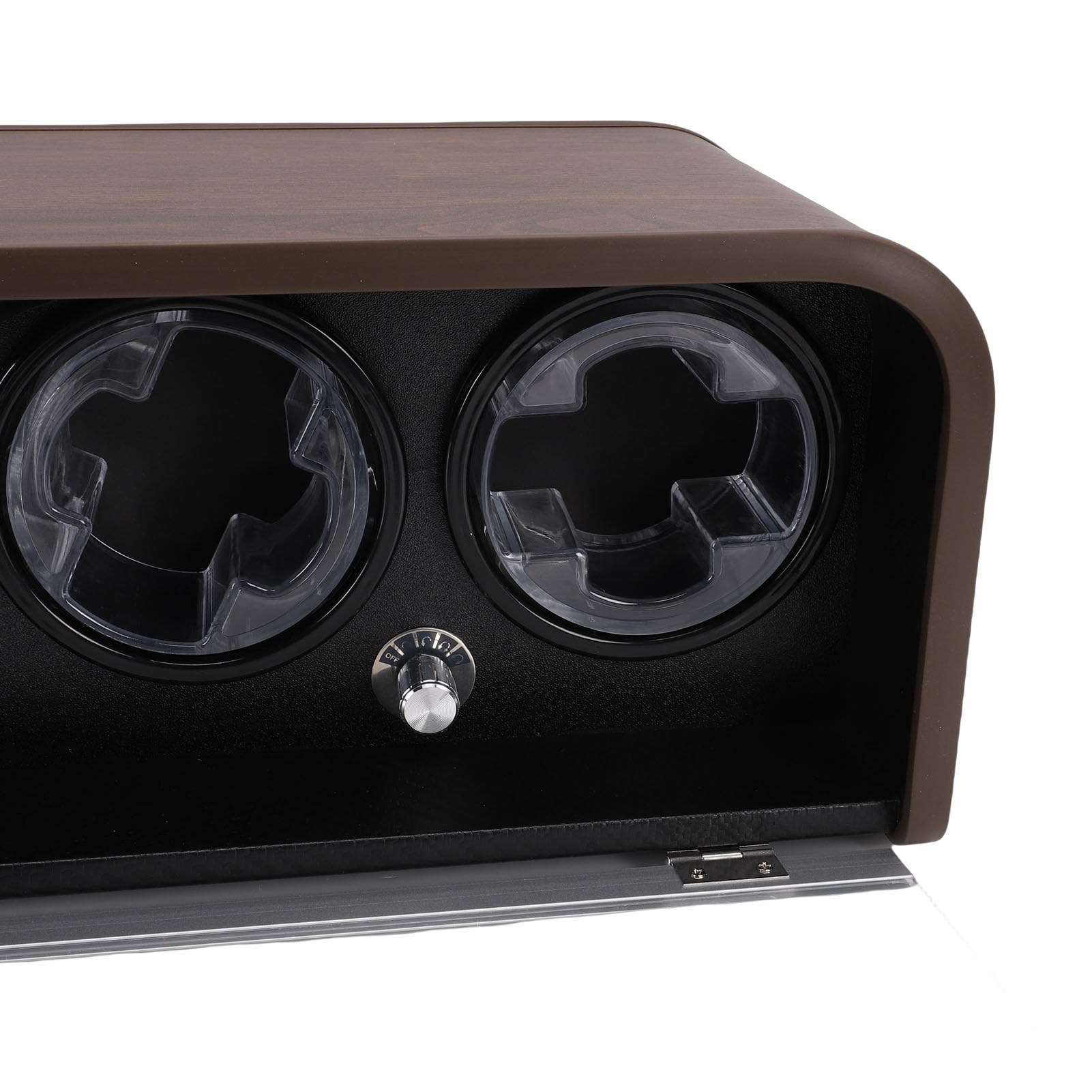 lyrlody Automatische Uhrwinder Box, 5 Modi leiser Uhrenrotator Aufbewahrungsbox mit LED Beleuchtung, für Automatikuhren Holzoptik