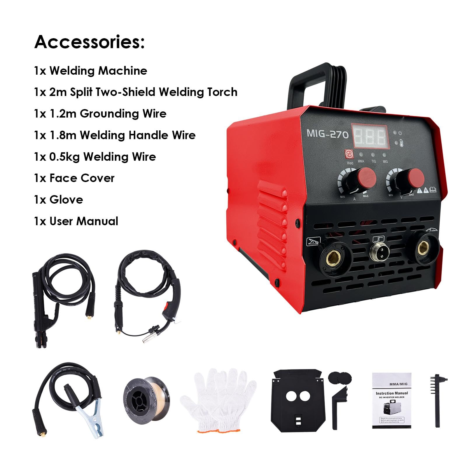 Home Welder Machine - 4.5KW Red Aluminum Welder Tool | LED Digital Display Wire Electronics Soldering Station For Thick Steel, Stainles