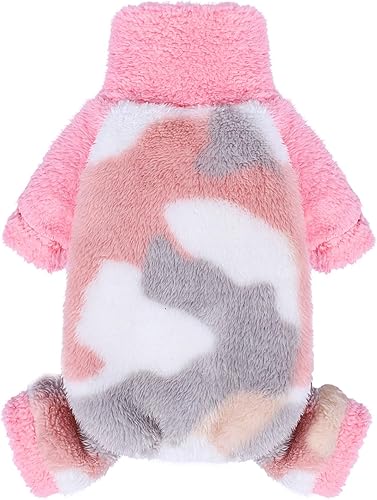 Miniatura 10 de Pijama de cuello alto de leopardo para perros pequeños, suéter de forro polar para perro, ropa de invierno linda para perros pequeños, pijama para