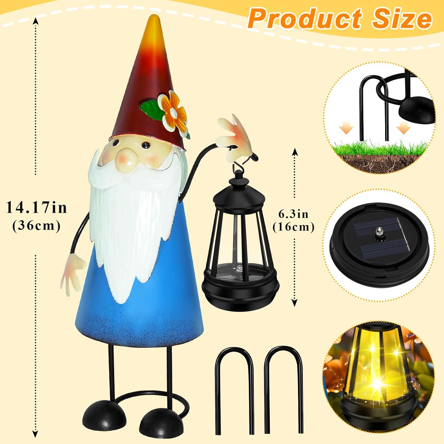 Solar Santa Claus Statue - Garden Stake Lights for Yard,Porch,Patio,Lawn,Solar Christmas Gnome Gifts for Women,Mothers Day,Christmas Housewarming - Image 3