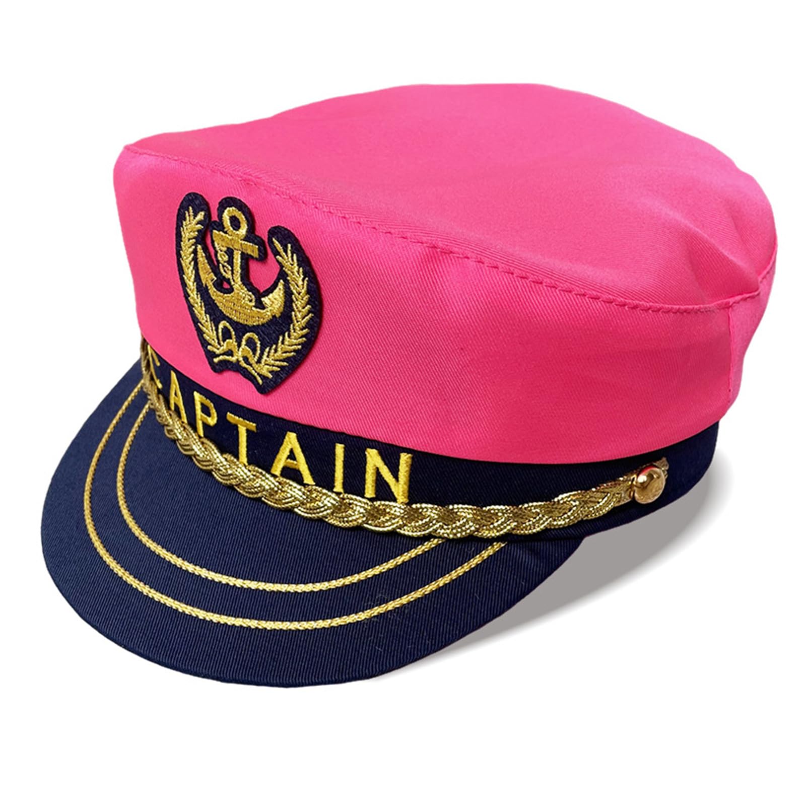 TOPORTY Captain Yacht Hat Nautical Hat Adjustable Anchor Skippers Cap Navy Marine Admiral Hat for Halloween Costume Accessory, Hot Pink