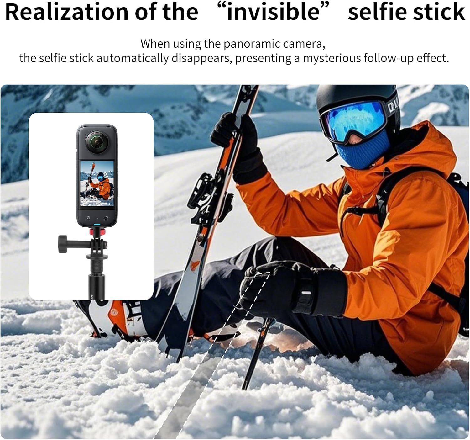 47" Invisible Selfie Stick for Action Cameras, Extendable Monopod Pole (8.8"-47.2") with 360° Tripod Adapter, Phone Clamp for GoPro 13/12/11/10, Insta360 X5/X4/X3, DJI Osmo Pocket 3 - YD013