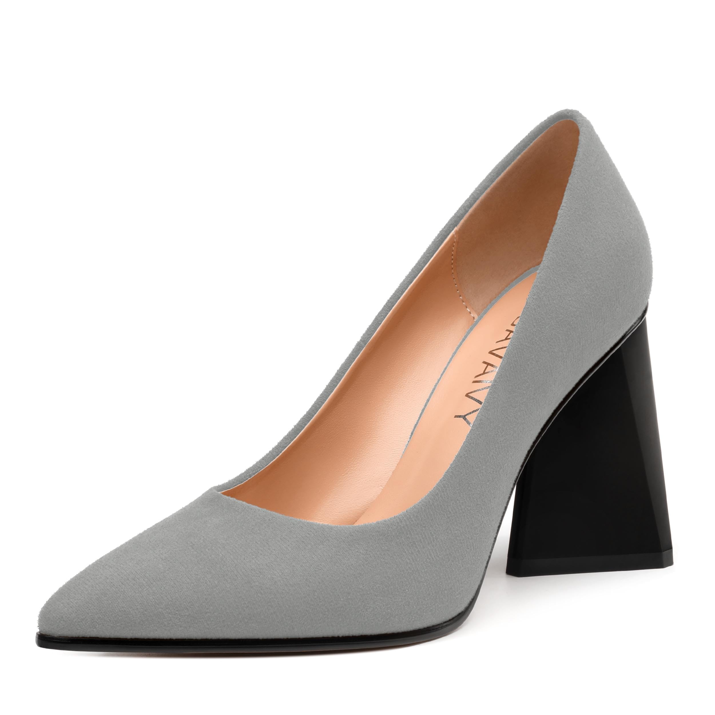 GUAVAIVY Women's Pumps, Pointed Closed Toe Chunky High Heels, Fashion Solid High Heel Shoes for Women