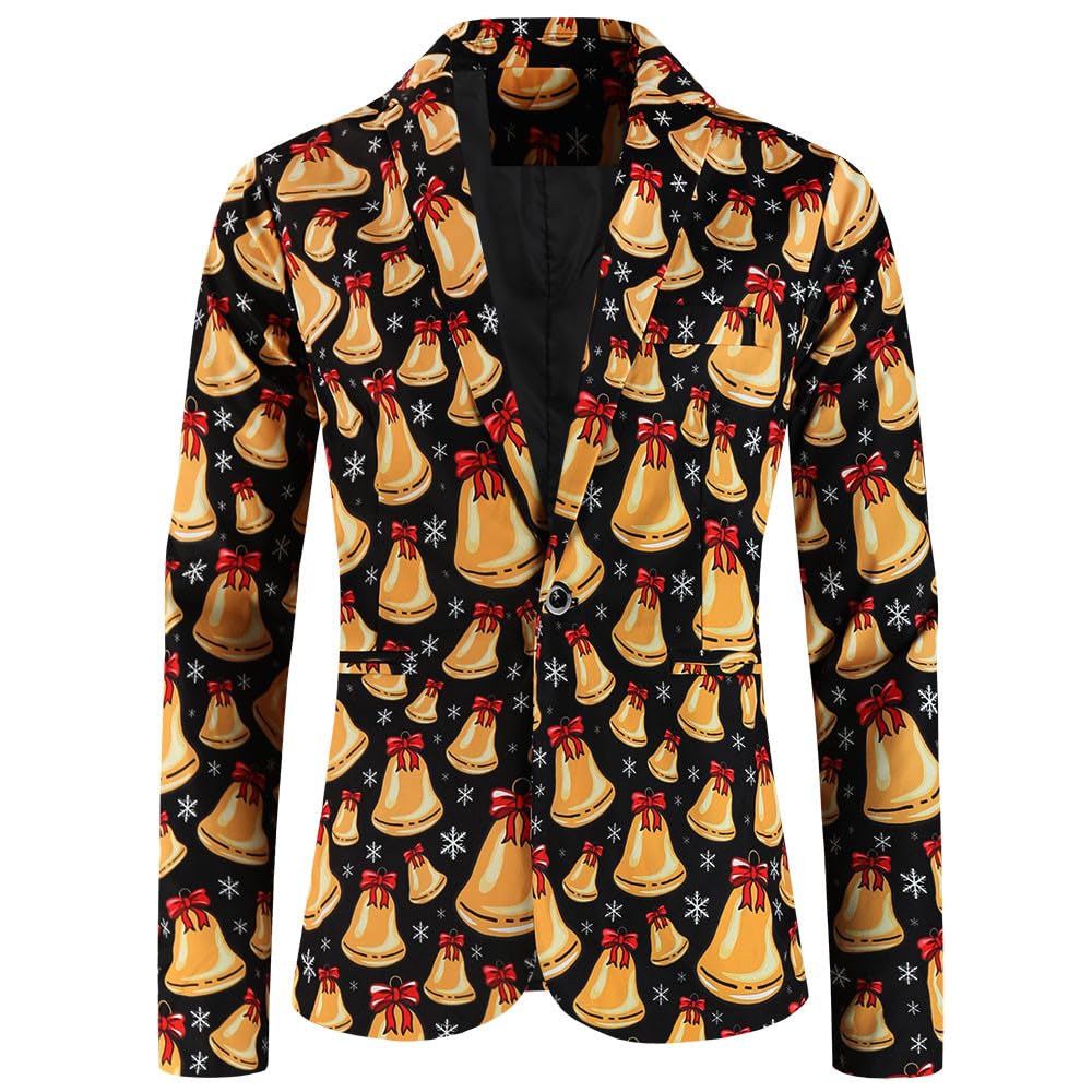 Generisch Tuta natalizia da uomo, 2 pezzi, slim fit, stampa 3D, divertente, da uomo, per matrimonio, per Natale, feste, costume di Natale